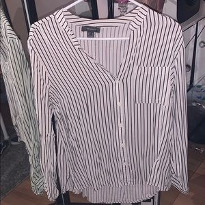 Primary Black and White Striped Button Down